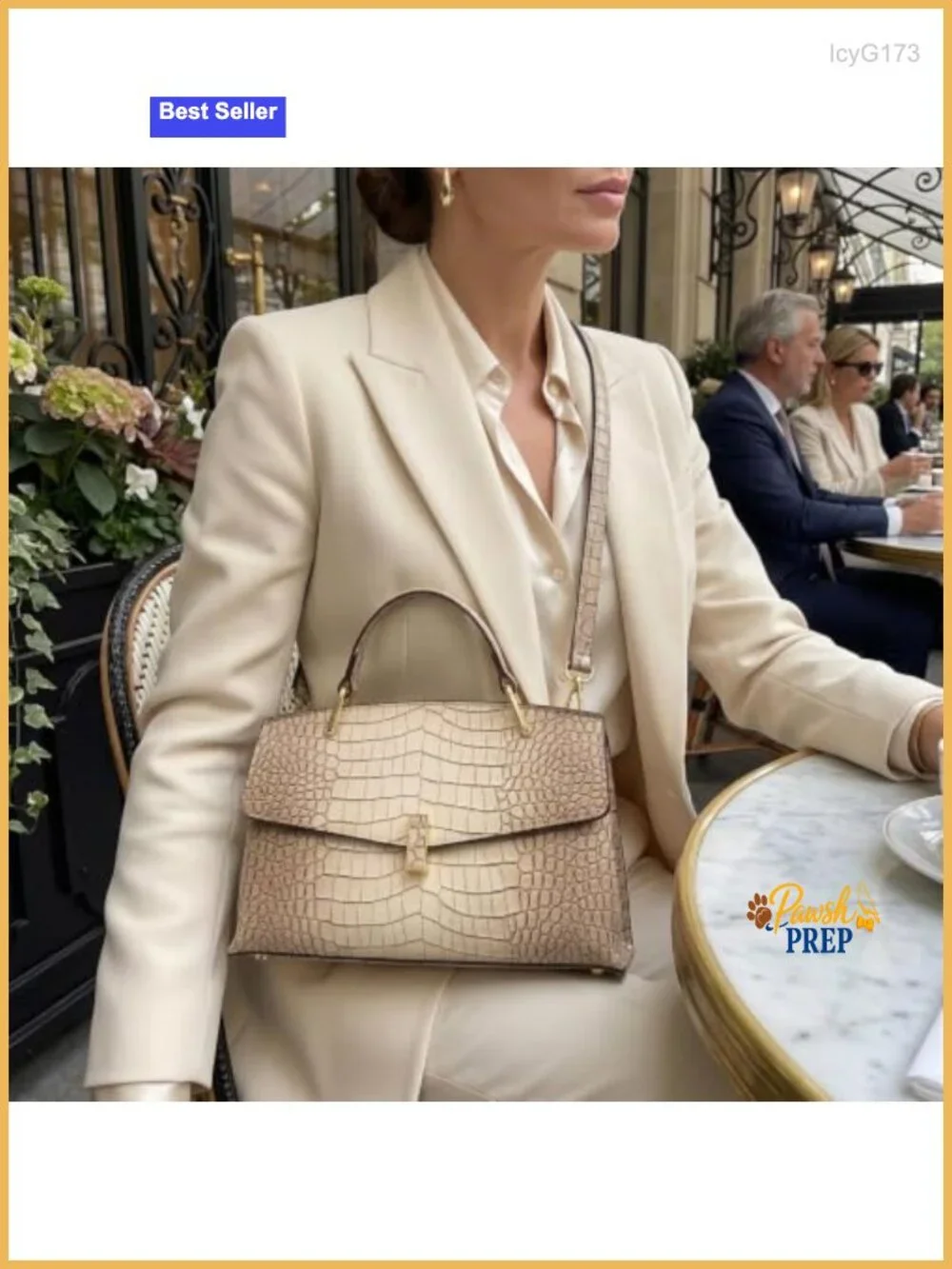 Genuine Leather Crocodile Pattern Handbag with Top Handle and Detachable Strap